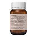 An amber glass supplement bottle with a white ribbed cap and a beige label, photographed on a plain white background. The label contains black text detailing the ingredients and dosage of Gotu kola tablets.