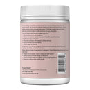 A white plastic bottle of Fusion Health Magnesium Advanced supplement, showing the back of the label with product details, benefits, and a barcode on a white background.