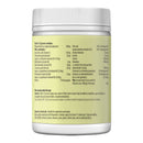 Supplement container with nutritional information on a white background