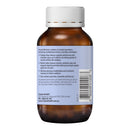 Back view of an amber brown supplement bottle with a white cap, showing the product label text and barcode for Fusion Memory.