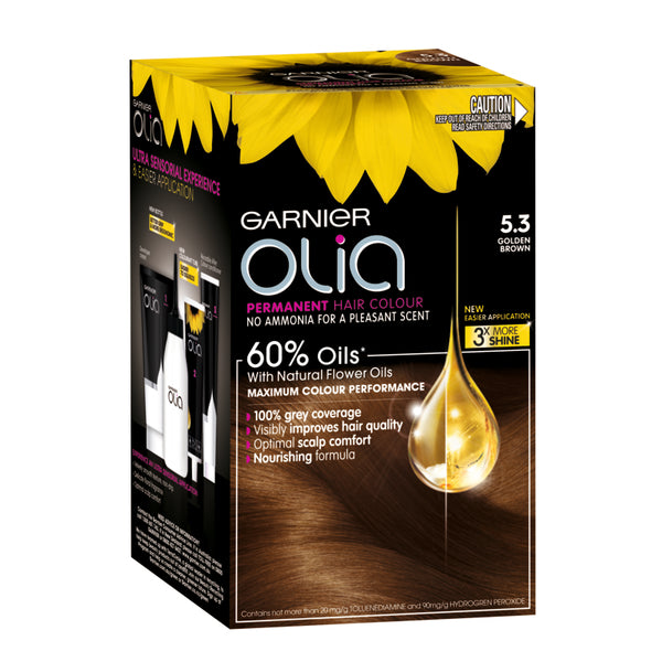 Garnier Olia Permanent Hair Colour - 5.3 Golden Brown (Ammonia Free, Oil Based)