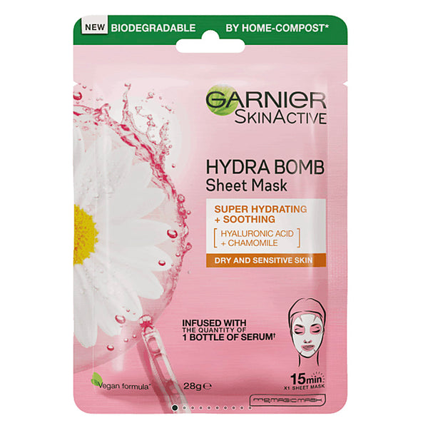 Garnier Skin Active Hydra Bomb Hyaluronic Acid Chamomile Soothing Sheet Mask