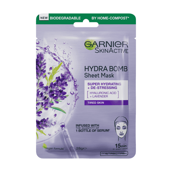Garnier Skin Active Hydra Bomb Hyaluronic Acid + Lavender De-Stressing Sheet Mask