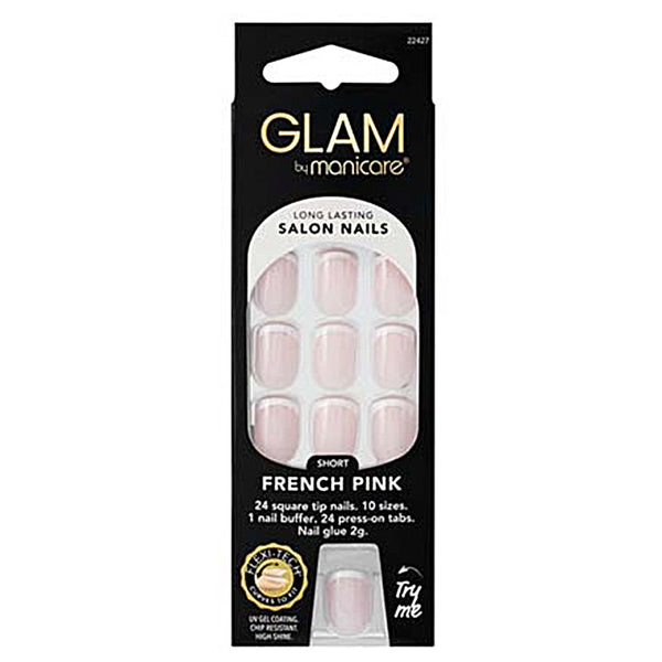 Glam by Manicare Press On Nails - Short French Pink Kit