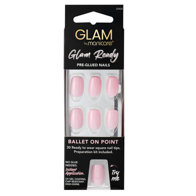 Glam by Manicare Glam Ready Pre-Glued Nails 30pcs - Ballet on Point