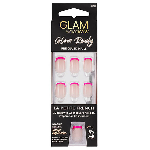 Glam by Manicare Glam Ready Pre-Glued Nails 30pcs - La Petite French