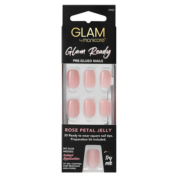 Glam by Manicare Glam Ready Pre-Glued Nails 30pcs - Rose Petal Jelly