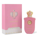 Pink 'Rare Rose' perfume bottle and packaging on a white background