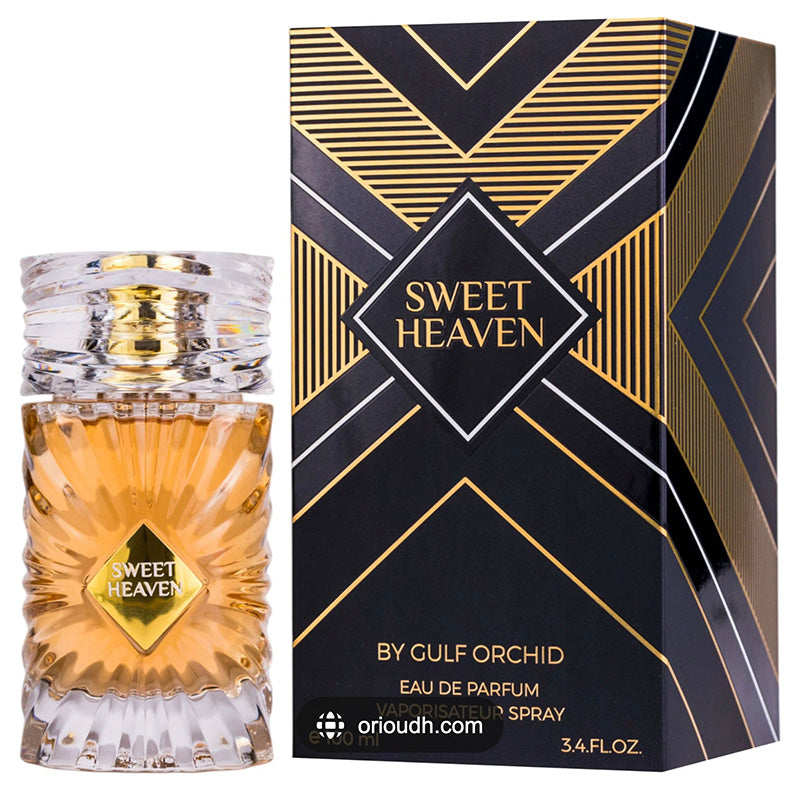 Sweet Heaven perfume bottle and packaging on a white background