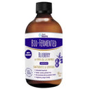 Bottle of Bio-Fermented Blueberry Concentrate with a white label on a white background