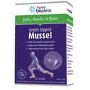 Box of Henry Blooms Green Lipped Mussel capsules for joints, muscles, and bones on a white background