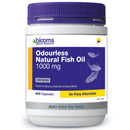 Bottle of Blooms Odourless Natural Fish Oil 1000 mg on a white background