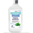 Bottle of Ultra Sensitive Probiotic Mouthwash with a label on a white background