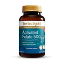 Herb of Gold Activated Folate 500 supplement bottle on a white background