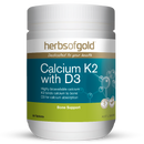 Herbs of Gold Calcium K2 with D3 supplement bottle on a white background