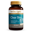 Herbs of Gold Clear Skin supplement bottle on a white background