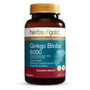 Herbs of Gold Ginkgo Biloba 6000 supplement bottle on a white background