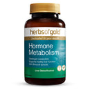 Herbs of Gold supplement bottle for hormone metabolism on a white background