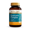 Herbs of Gold Quercetin Complex supplement bottle on a white background