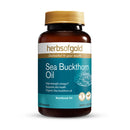 Herbs of Gold Sea Buckthorn Oil bottle on a white background