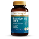 Herbs of Gold Selenium 150 MAX supplement bottle on a white background