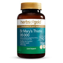 Herbs of Gold St Mary's Thistle 35 000 supplement bottle on a white background