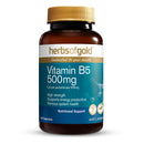 Herbs of Gold Vitamin B5 500mg supplement bottle on a white background