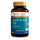 Herbs of Gold Vitamin C 1000 Plus supplement bottle on a white background