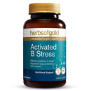 Herbs of Gold Activated B Stress supplement bottle on a white background
