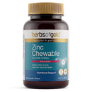 Herbs of Gold Zinc Chewable supplement bottle on a white background