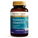 Herbs of Gold Resveratrol AdvantAGE supplement bottle on a white background