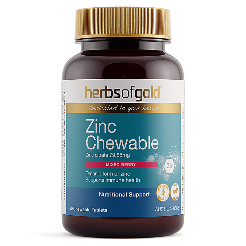 Herbs of Gold Zinc Mixed Berry Chewable 60 Tabs