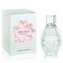 Jimmy Choo floral perfume bottle and packaging on a white background