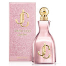 Pink JC perfume bottle and packaging with gold accents on a white background