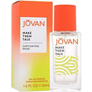 Jovan Make Them Talk Eau De Parfum bottle and packaging, with a white and orange color scheme.