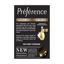 Preferènce hair color packaging with text and product image on a white background
