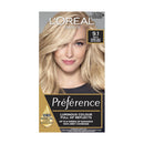 L'Oreal Paris Preference hair color packaging with a model featuring blonde hair.