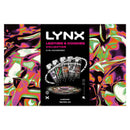 LYNX Leather & Cookies Collection packaging with colorful abstract design on a white background