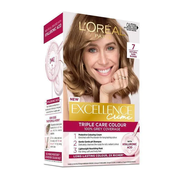 L'Oreal Excellence Creme hair dye box with a model's face on it