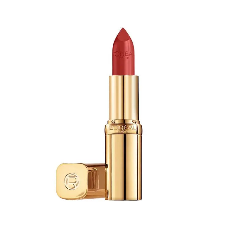L'Oreal lipstick with gold casing on a white background