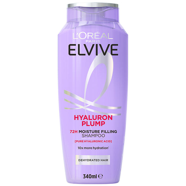 L'Oreal Elvive Hyaluron Plump shampoo bottle on a white background