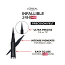 L'Oreal Paris Infallible 24H Grip eyeliner with features highlighted on a white background