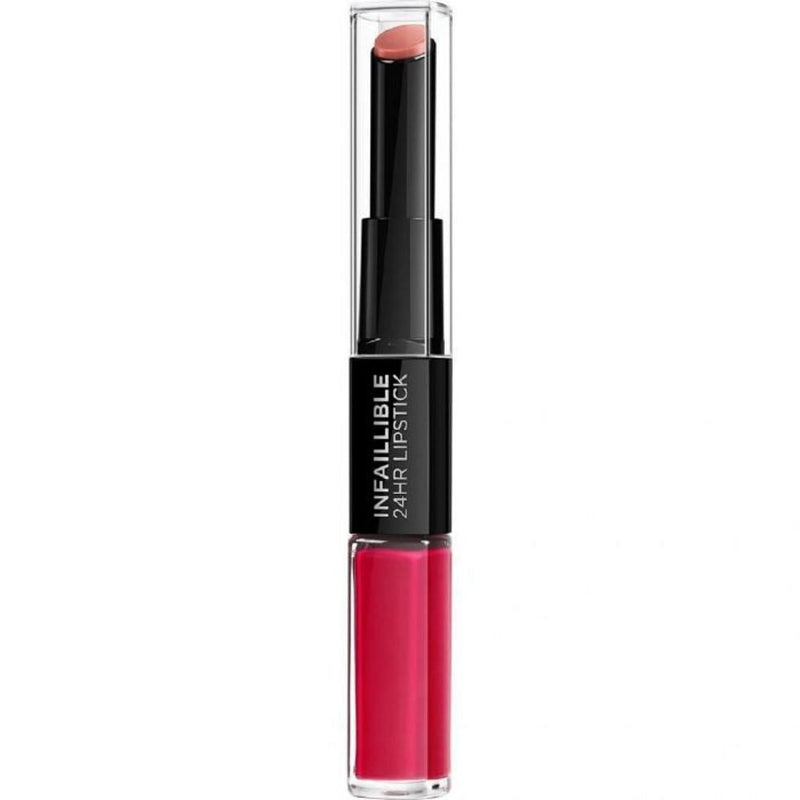 Lipstick with 'Infallible 24hr Lipstick' text on a white background