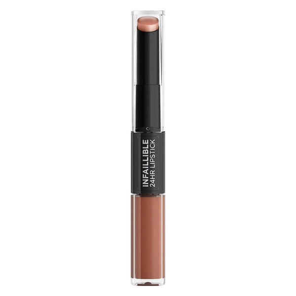 Lipstick with 'Infallible 24hr Lipstick' text on a white background