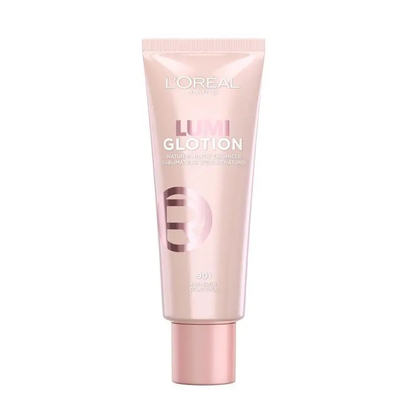 L'Oreal Lumi Glotion tube on a white background