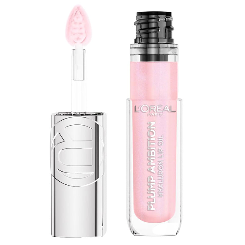 L'Oreal Paris lip gloss with pink shade and visible branding on a white background
