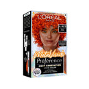 L'Oreal Paris MetaVivids Preference hair color packaging with a model wearing bright orange hair.