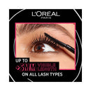 L'Oreal Paris mascara with an eye close-up and product application, highlighting visible length on lashes.