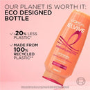 L'Oreal Elvive hair care product with eco-friendly packaging on a pink background