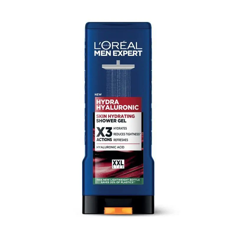 L'Oreal Men Expert Hydra Hyaluronic shower gel packaging on a white background